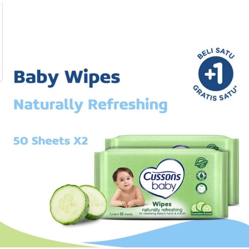 Buy 1 Get 1 Cussons Baby Wipes 45s +45s Cussons Wipes Tissue Basah Bayi Cusson