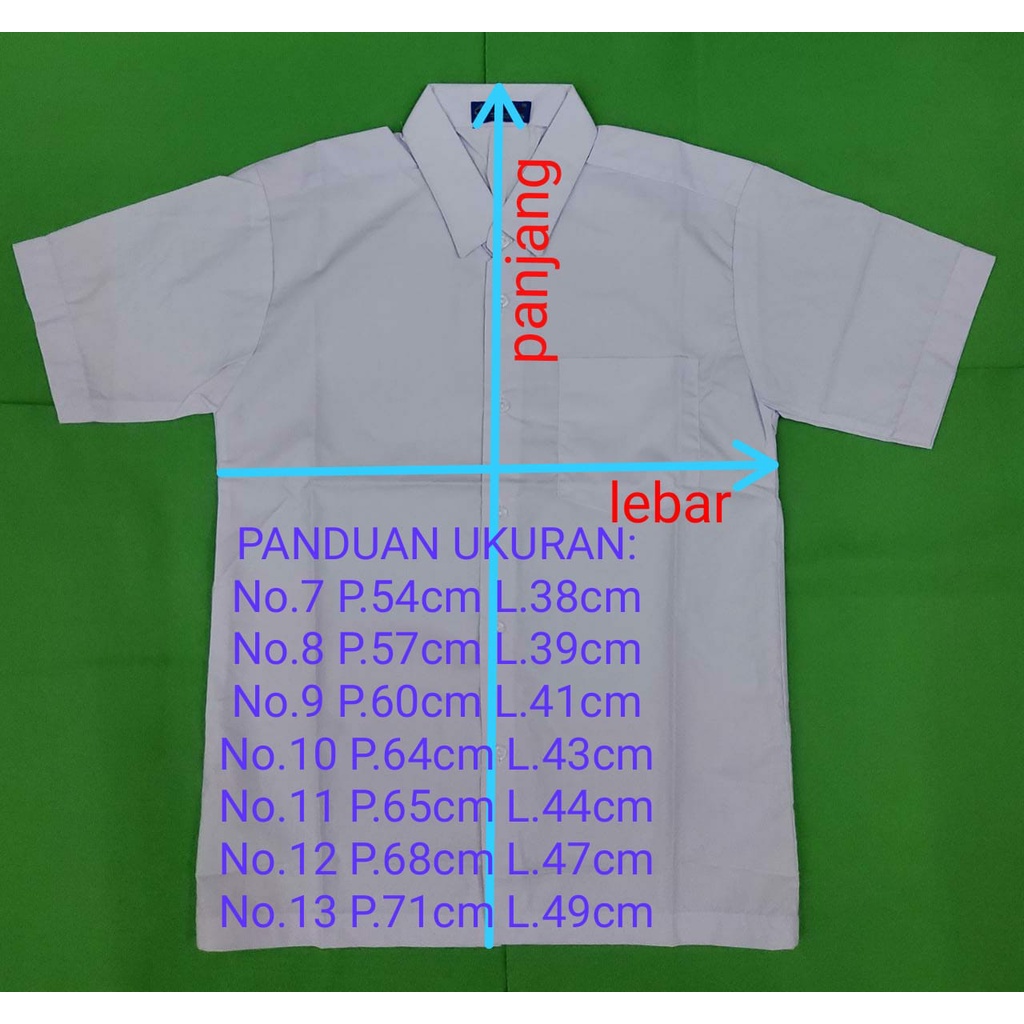 Baju Putih SD Pendek BET dan POLOS Seragam Sekolah Merek SERAGAM, No.7-13