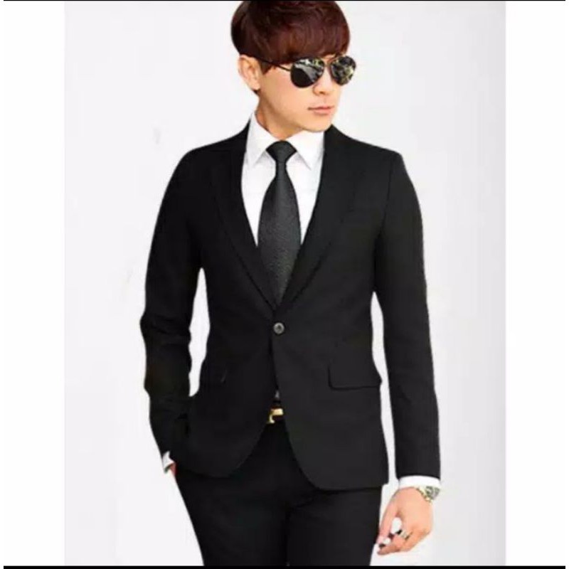 JAS PRIA BLAZER PRIA JAS FORMAL PRIA JAS NIKAH JAS BLAZER PRIA BLEZER PRIA JAS PRIA SLIMFIT-HITAM POLOS 01