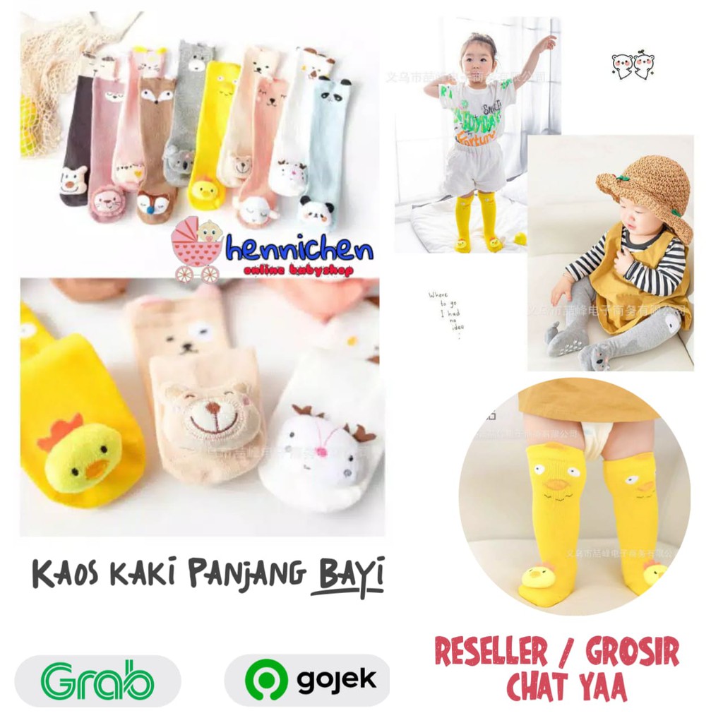 Kaos Kaki Panjang Bayi Motif / Kaos kaki Anak Panjang Dengan BONEKA TIMBUL