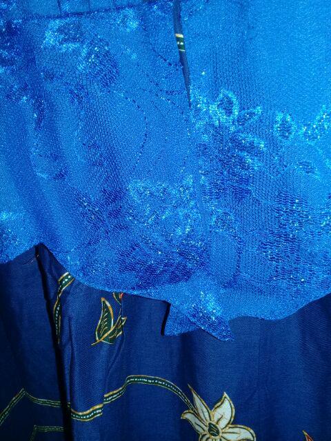 Qnunbatik Batik Keluarga/family Gamis Muslim Adelia Madura Biru