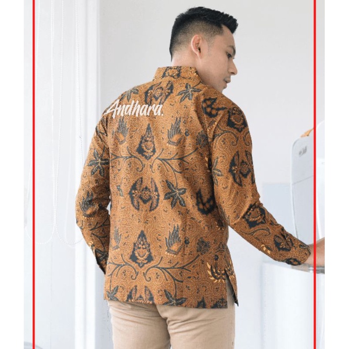 Kemeja Batik Pria Lengan Panjang Kasual Slimfit Premium Jumbo Modern WAHYU SOGAN1