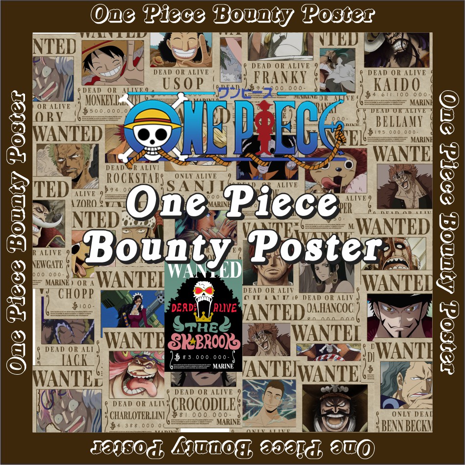 Paket Poster Aesthetic, POSTER Dinding Kamar Bounty One Piece, A5,A4