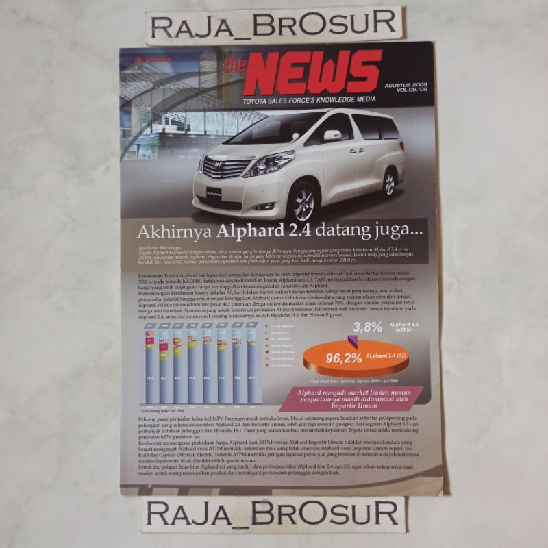 Poster brosur katalog leaflet jadul lawas Toyota Alphard 2009