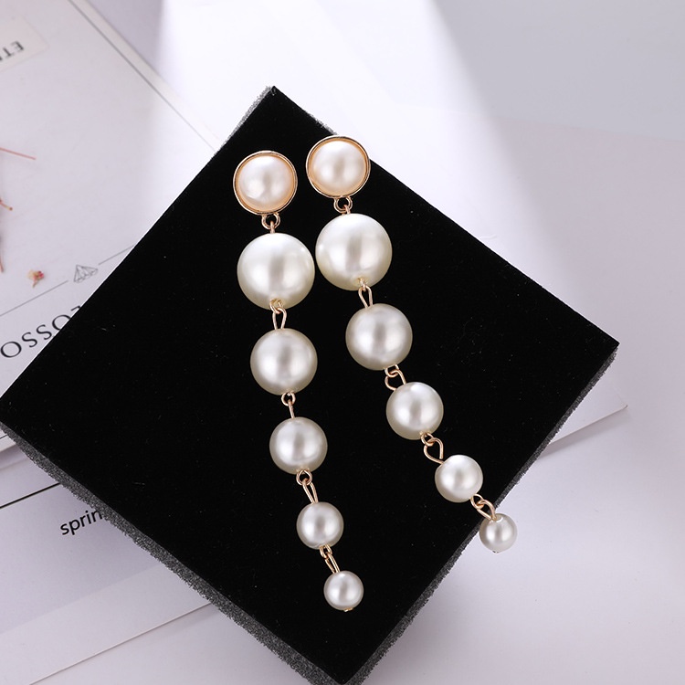 Eropa dan Amerika personalized sederhana pearl anting-anting panjang wanita Korea all-match fashionm