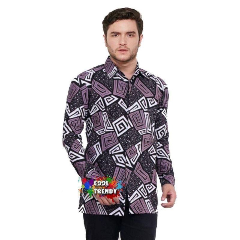 Kemeja Batik Lengan Panjang Motif G Abu NEW batik_rifqi