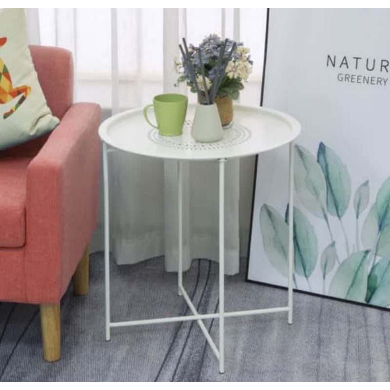 Soleil meja besi multifungsi bisa indoor dan outdoor/meja sisi ruangan/meja teras