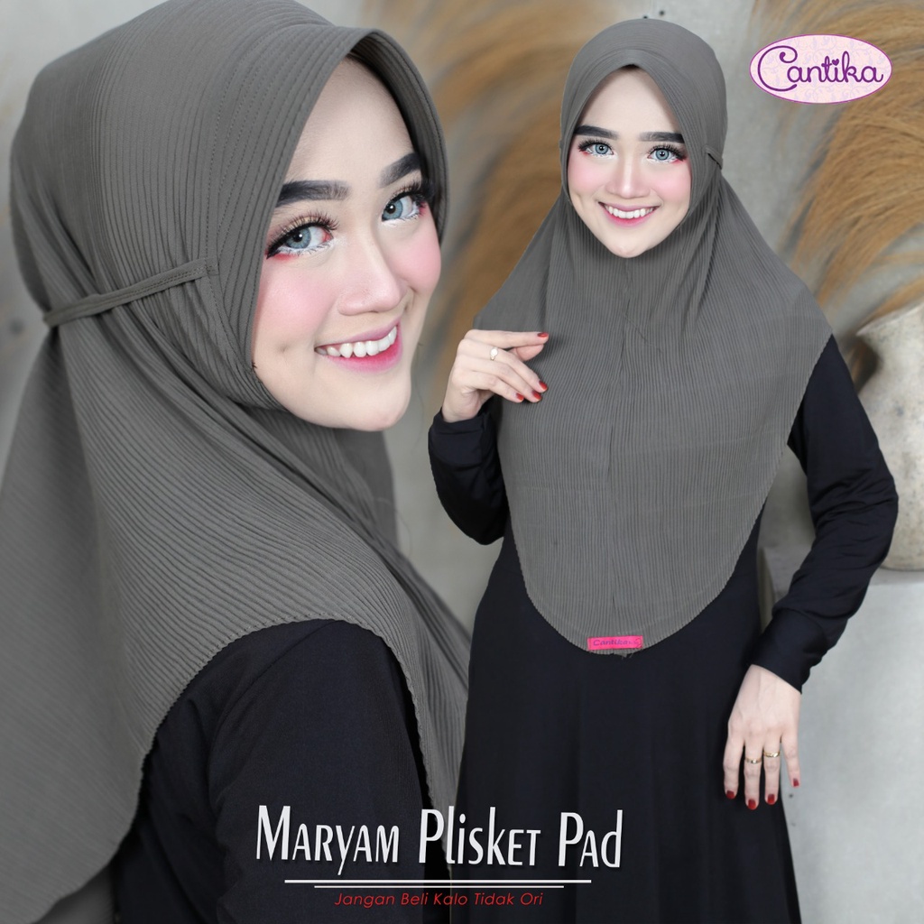 Jilbab Instan Maryam Pad Tali Plisket Ceruti Ori Cantika-1