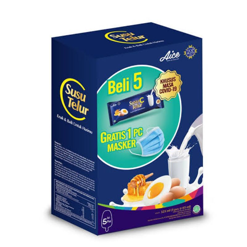 FREE MASKER 8 pcs Tiap beli Aice es krim rasa susu telur 1 box isi 40 pcs