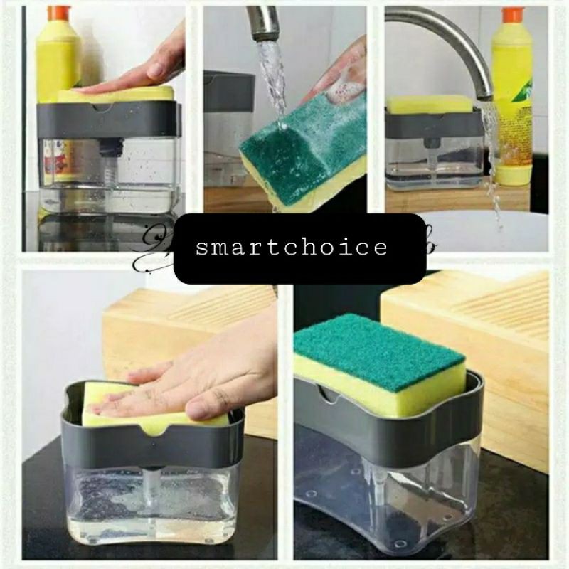 Soap Pump Dispenser Plus Sponge High Quality - Tempat Sabun Cair Cuci Piring