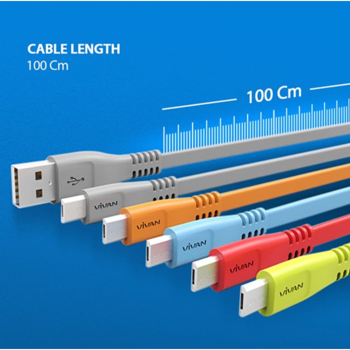 KABEL DATA VIVAN MICRO USB CSM 100S NEW 100CM KABEL CHARGER GEPENG