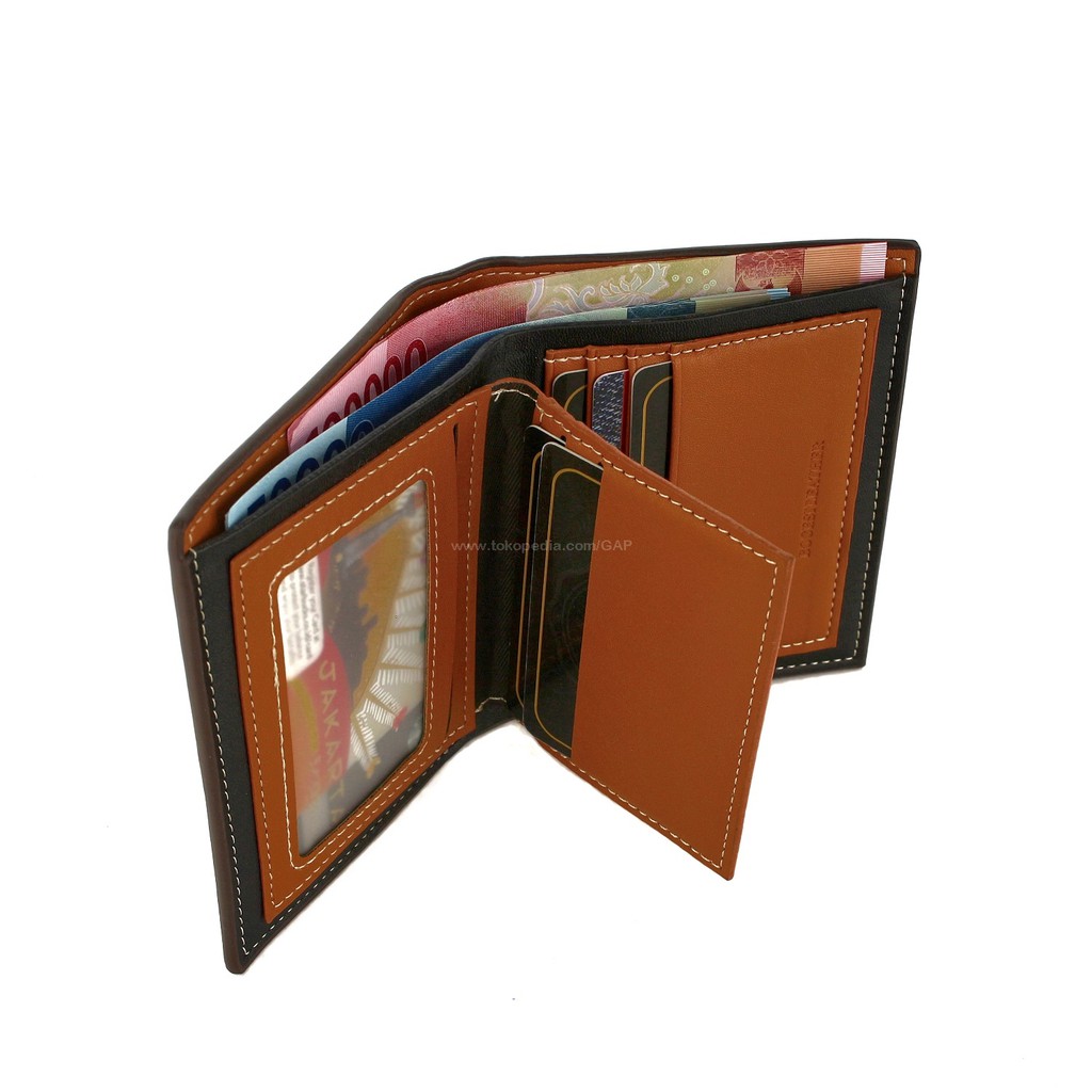 TOKOKOE - Dompet Pria model Tidur bahan Kulit Dompet Lipat - BOGESI Tango Bravo Alpha Black Brown