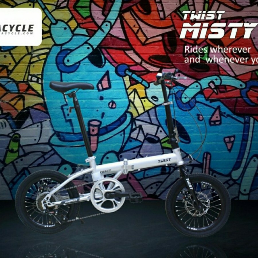 Sepeda Lipat 16 Inch VIVA CYCLE TWIST MISTY 7 Speed Frame Steel Garansi Kredit Cicilan COD SNI-Putih