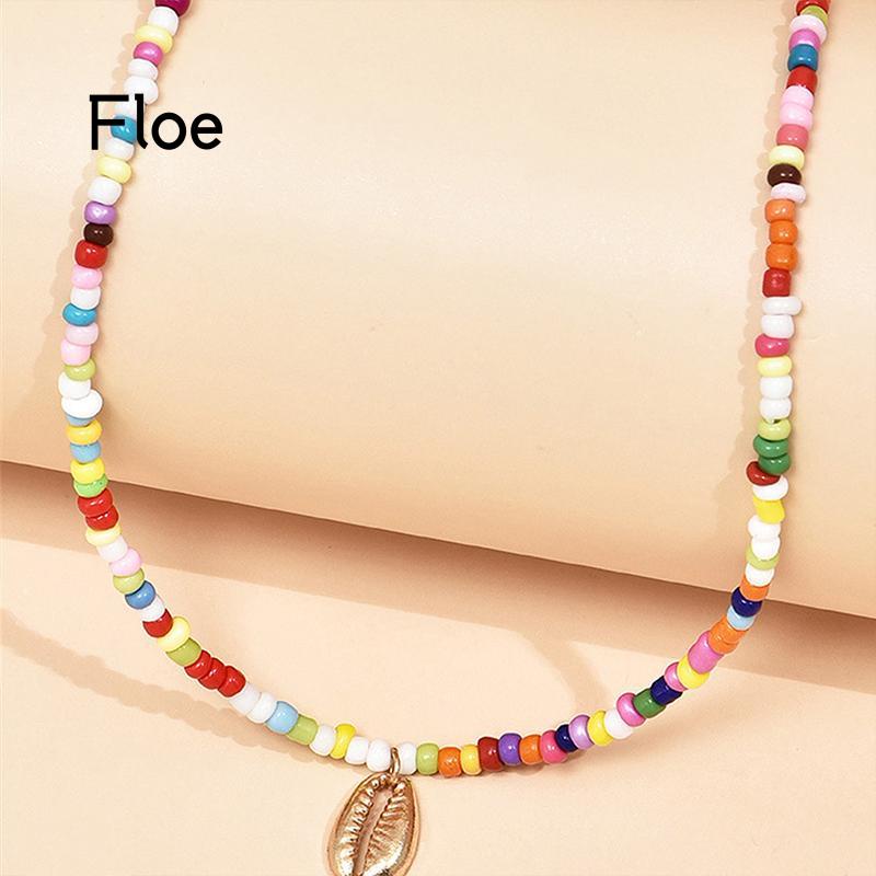 Fl 2PCS / Set Kalung Rantai Fashion Gaya Bohemia Aksen Manik-Manik Warna-Warni Untuk Wanita / Musim Panas