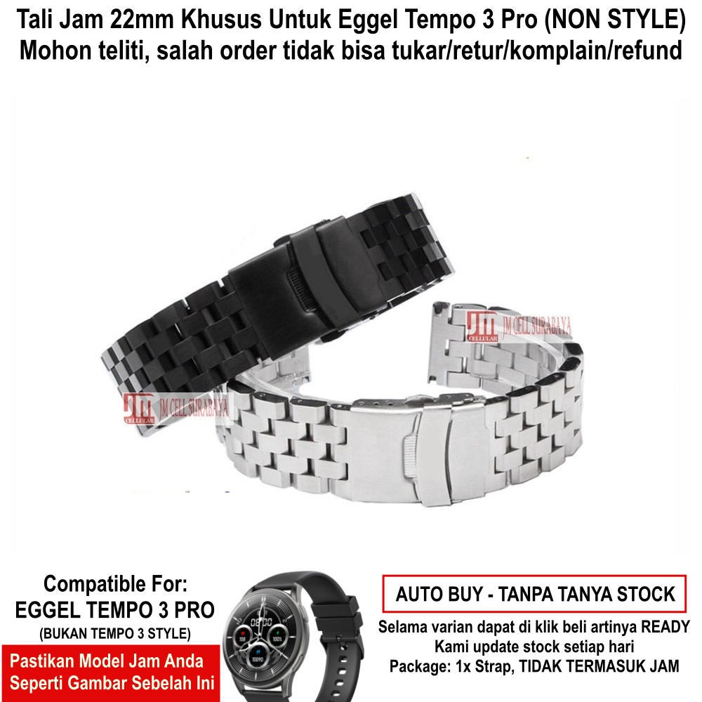 SUPER ENGINEER II Tali Jam Eggel Tempo 3 Pro - Strap 22mm Metal Premium Stainless Steel