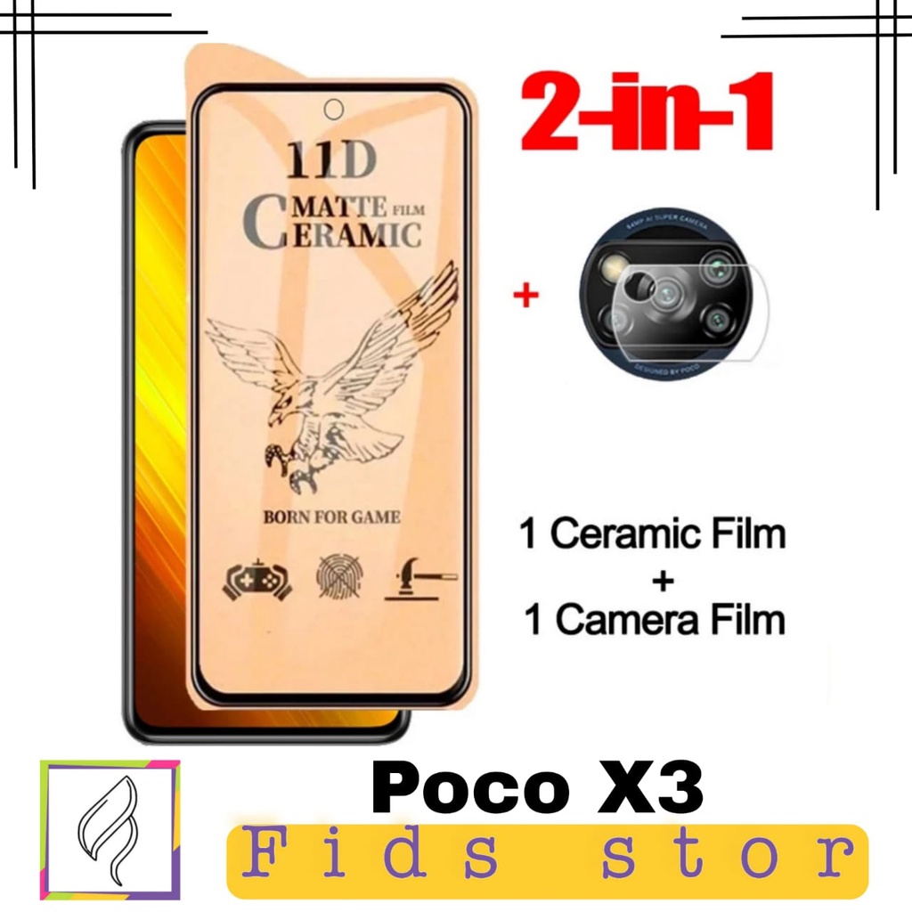 Paket Hemat 2in1 XIAOMI POCO X3/X3 PRO/X3 NFC Anti Gores Layar Matte Ceramic Free Camera FIlm