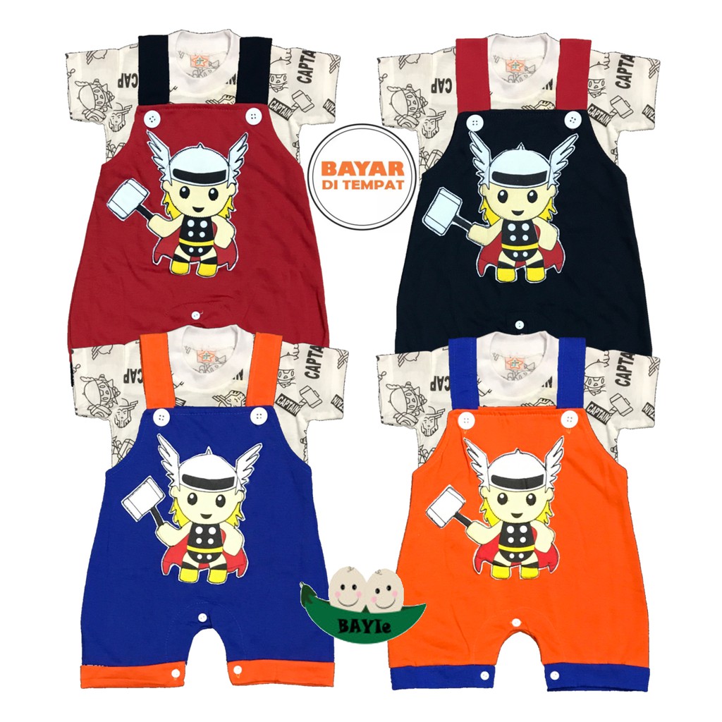 BAYIe - Baju Bayi/Anak lengan Pendek Model Jumper/Romper/Hansop motif CAPTAIN LITTLE/Baju Kodok Anak