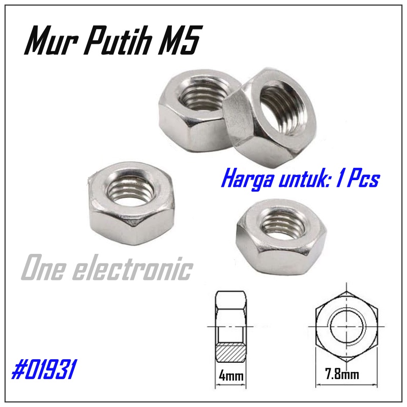 Jual 10 Pcs Mur Putih M5 Hex Nut Mur Baut Besi 5mm Nut Screw Hexagonal ...