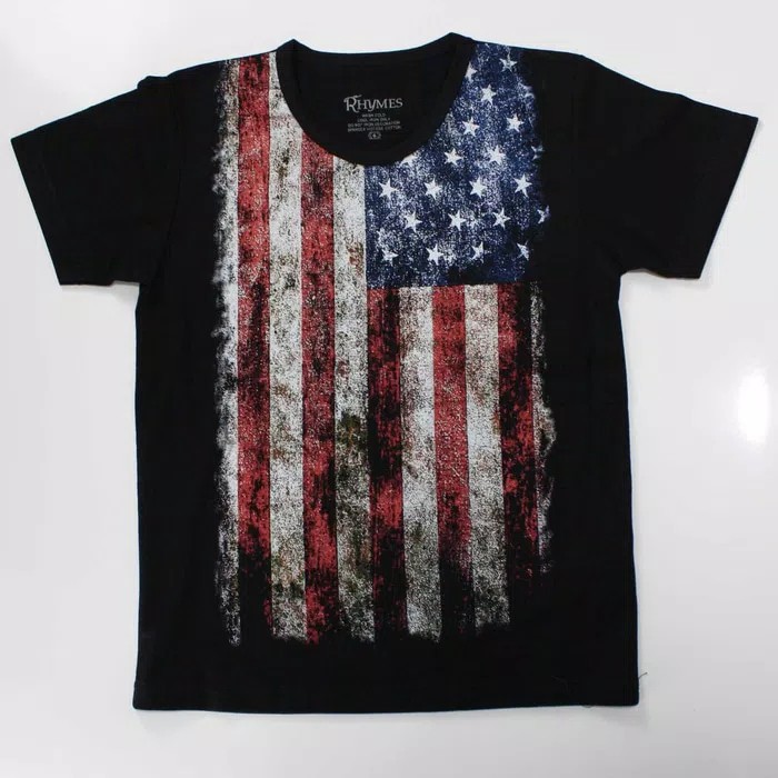 Kaos Baju Tshirt Bendera Amerika USA Premium Quality Big Size Jumbo XL-XXXL Rhymes