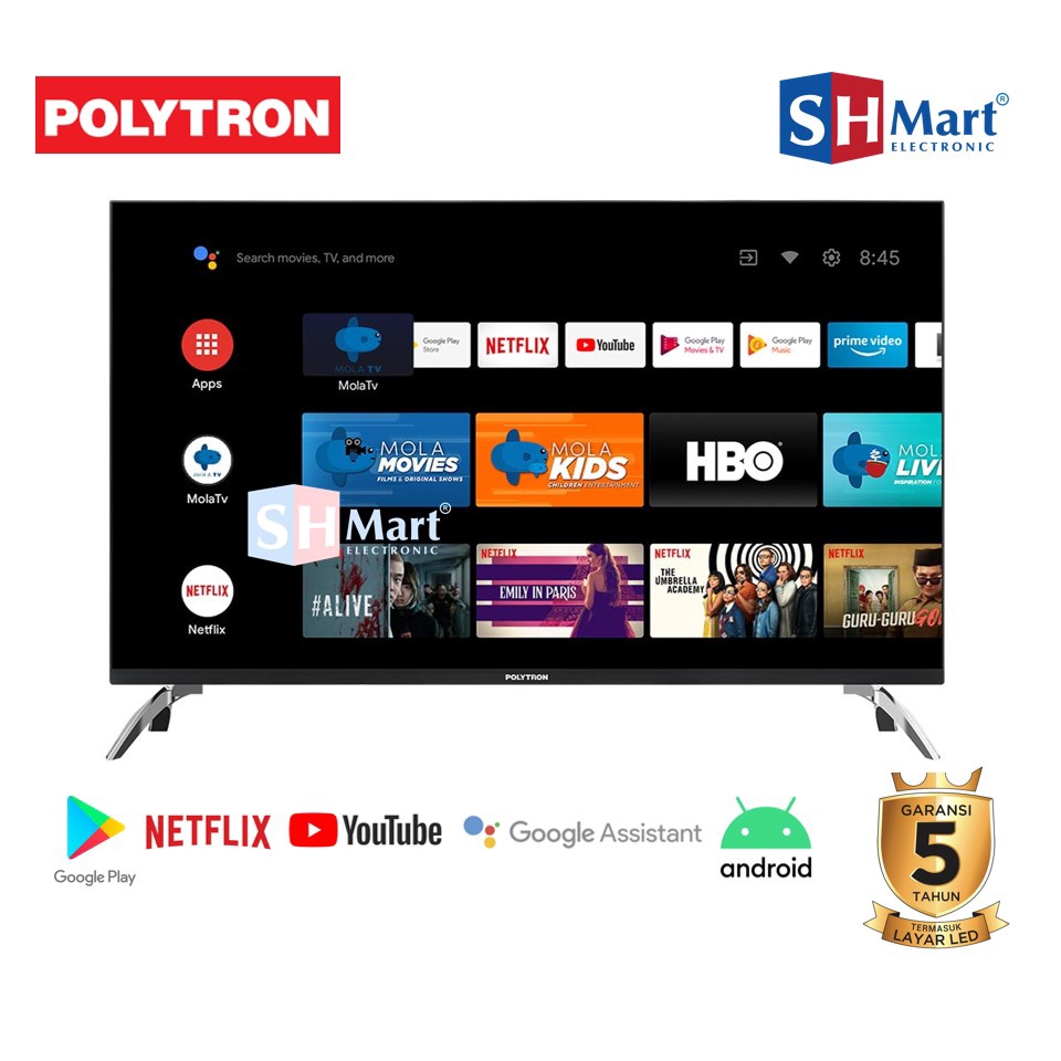 TV LED POLYTRON 43 INCH SMART ANDROID MOLA TV PLD43AG9953 / 43AG9953 (Medan)