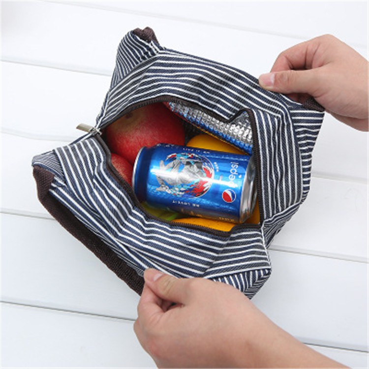AGG-232 Tas Bekal Motif SALUR Lunch Cooler Bag Salur Garis Tempat Penyimpanan Makanan Bekal Impor