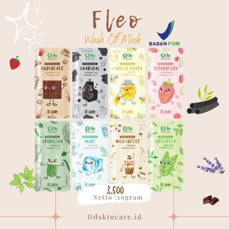 BUY 1 GET 1 FREE GIFT Travel Size Masker Wajah Organik BPOM By Fleo Mask 10Gr Organic / Face Mask Fl