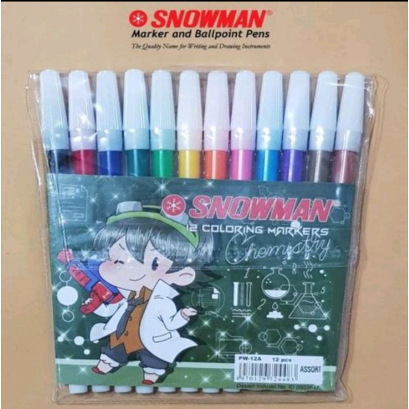 

spidol kecil 12 warna snowman coloring markers