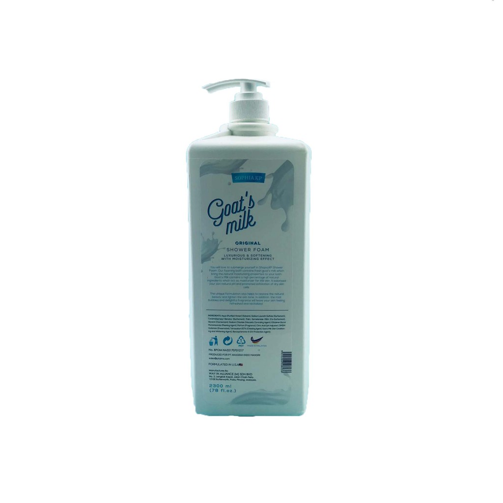 Sophia.kp/Goats Milk/Shower Foam/Sabun/Mandi/Cair/Original/2300ml