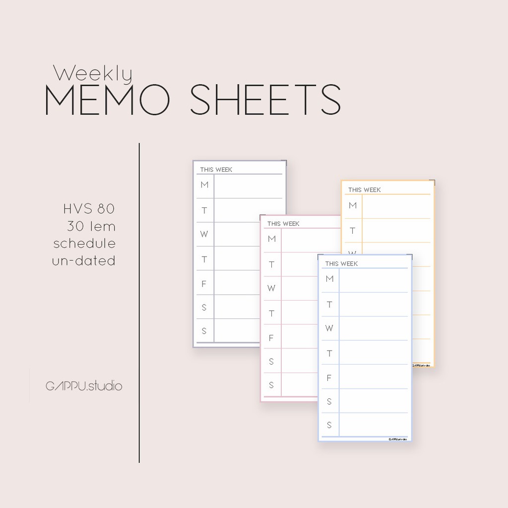 

Memo pad / Memo sheets / Notepad / Weekly Memo Sheets / Sticky note