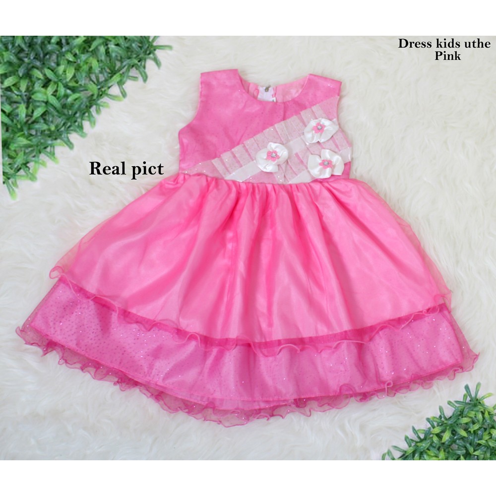 Dress Kids Uthe/Baju Terusan Dress Anak 3tahun/Dress Pesta Motif Bunga/Terusan Midi Mini Dress Anak