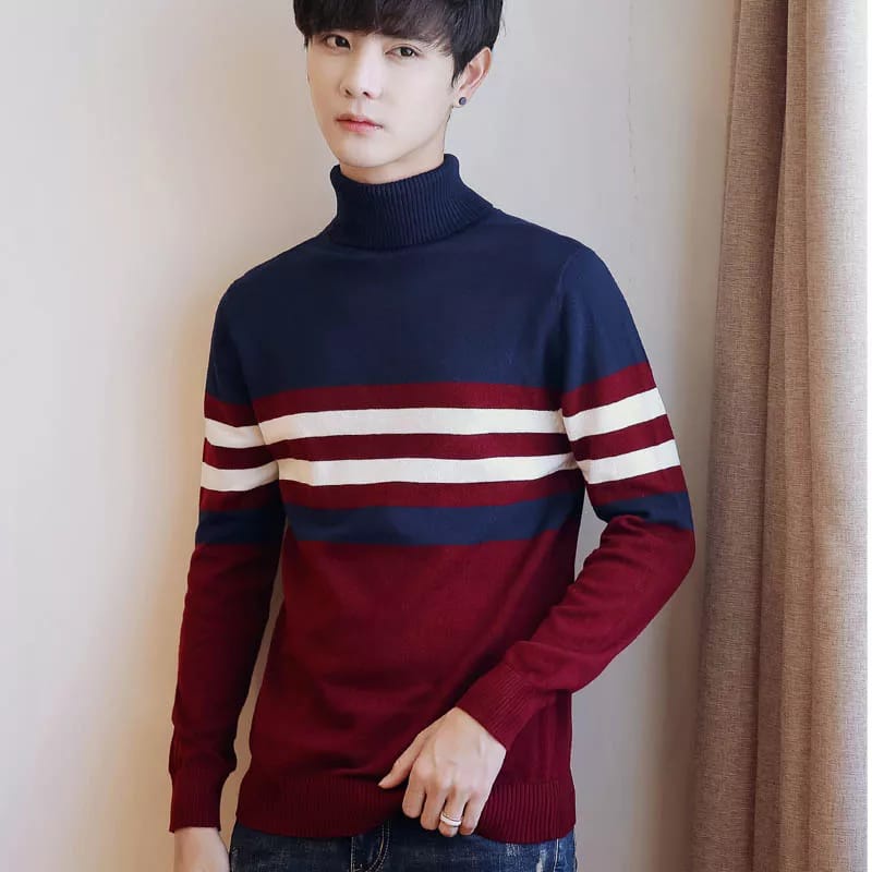 Sweater Rajut Crossline TURTLENECK NEW MOTIF Kerah Tinggi