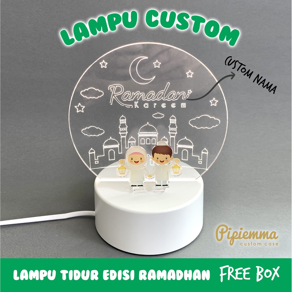 Idul Fitri Night Lamp Lampu Tidur Akrilik Islamic Lebaran Ramadhan Custom Nama 3 warna Idul Fitri Kado Anak Muslim