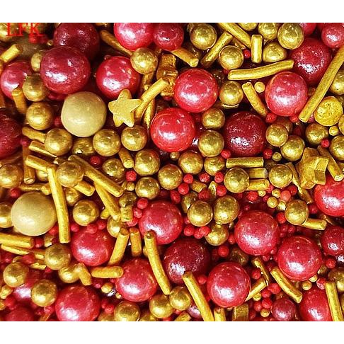 

SPRINKLE MERAH EMAS RED GOLD GOLDEN MUTIARA DEKORASI HIASAN KUE IMLEK TERUJI Kode 583