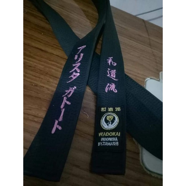 Sabuk Hitam Karate custom logo Wadokai