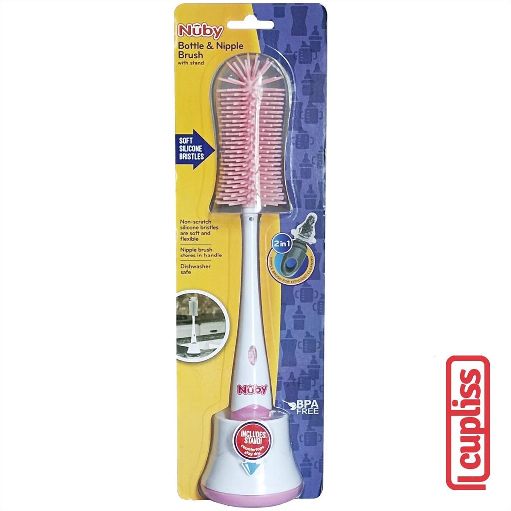 NUBY Silicon Bottle Brush Pink Sikat Botol Dot Bayi