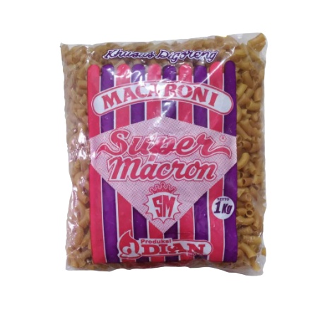 

MAKARONI GORENG MERK SUPER MACRON KEMASAN 1 KG ( MAKARONI MEKAR )