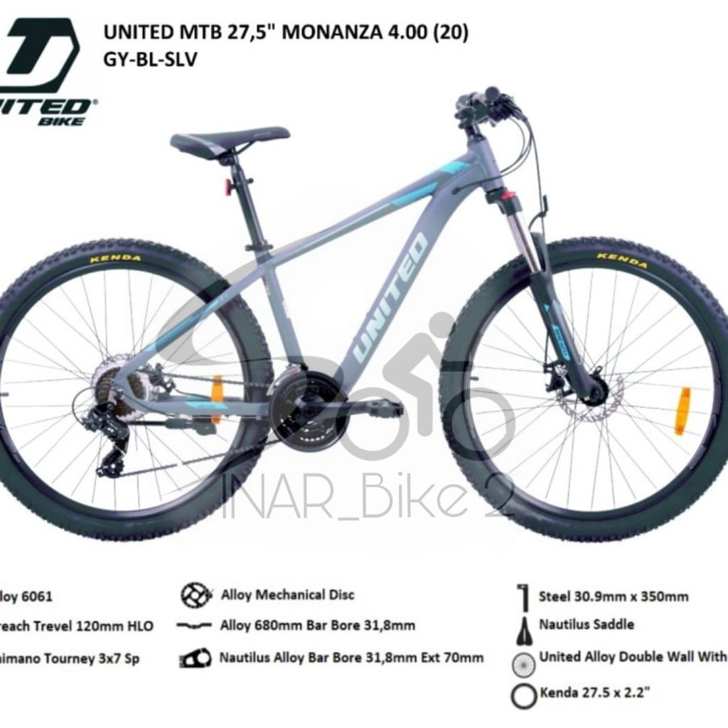 Sepeda Gunung 27,5Inch Mtb United Monanza 7Speed