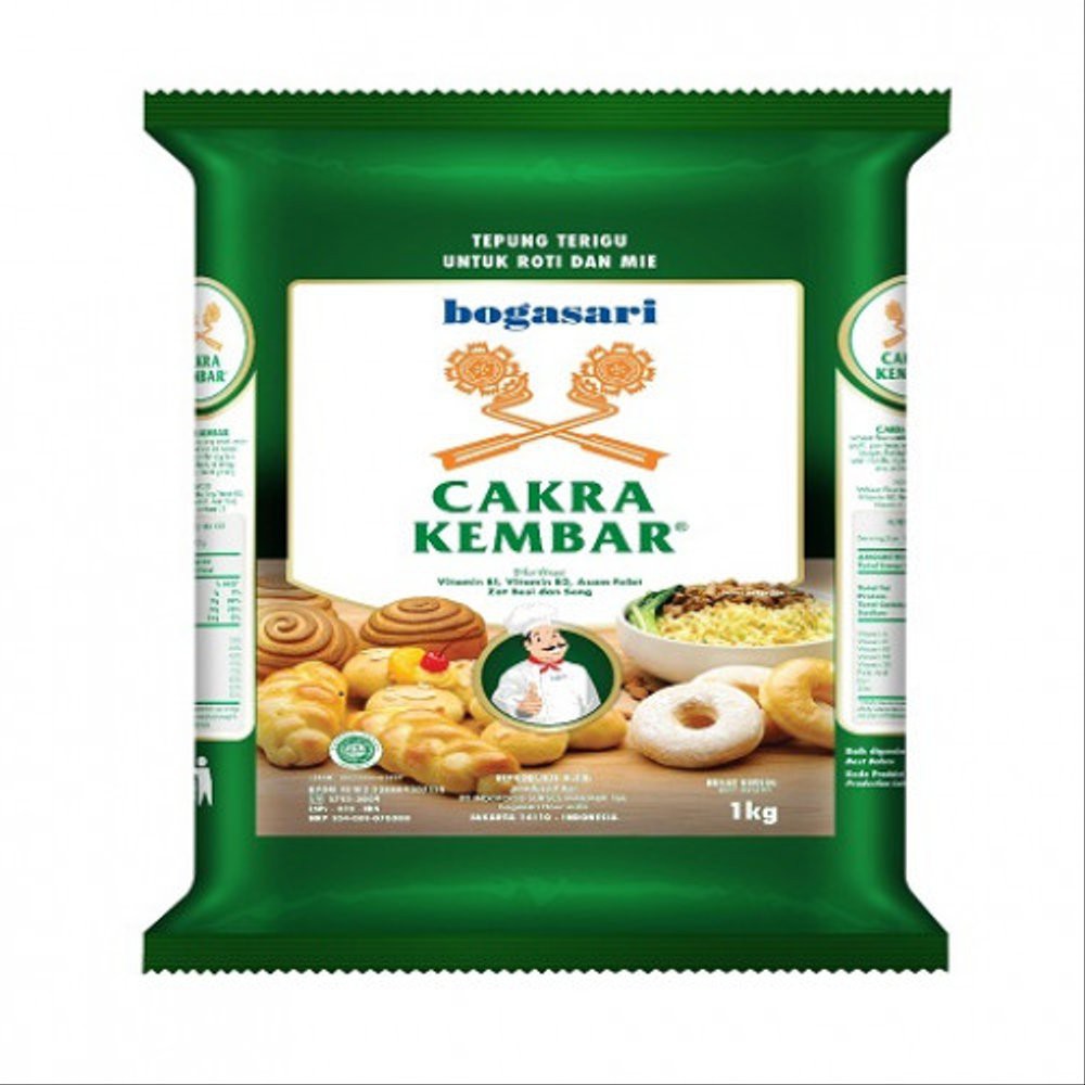 

Tepung Terigu Bogasari Cakra Kembar Premium 1 kg