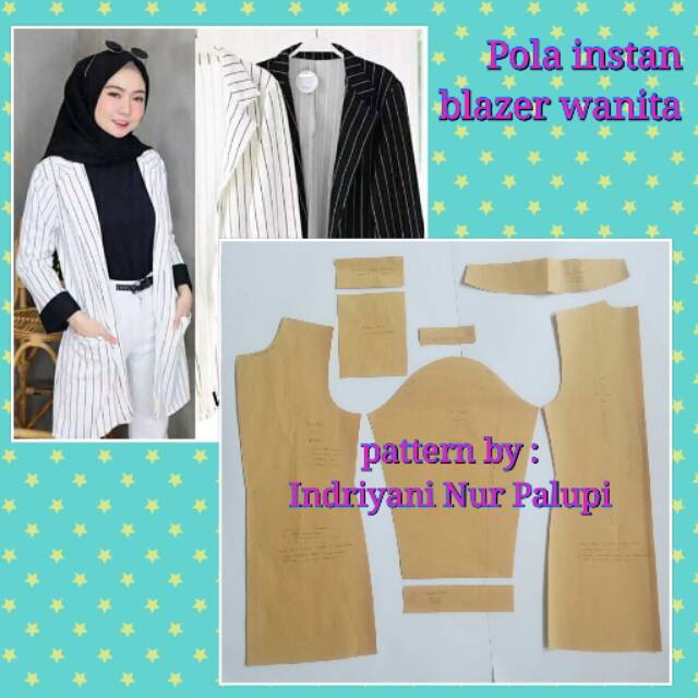 [ Bisa COD ] Pola instan blazer wanita - Pola Baju - Pola Outer - Sewing Pattern