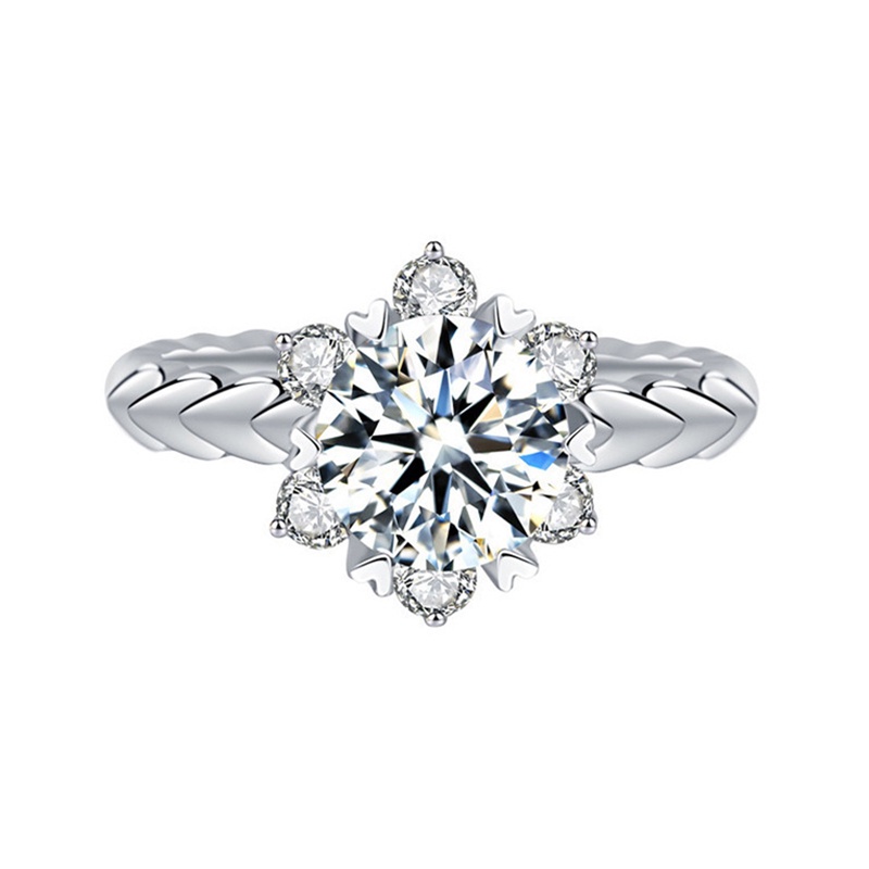 Cincin Desain Bunga Warna Silver Untuk Wanita