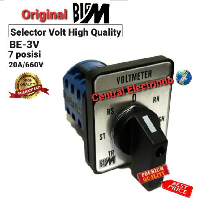 Selector Switch Selector Volt BigM BE-3V 3P 7 Posisi 20A/660V.