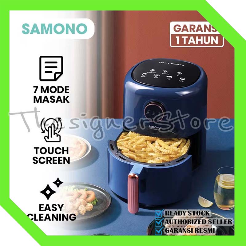 Air Fryer 4 Liter Samono Touch Screen Magic Fryer Pot 7 Mode Masak SW-AFBE04 Blue