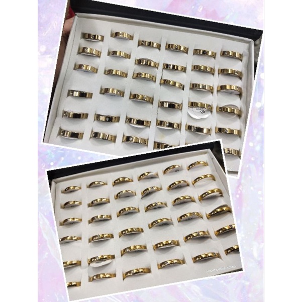 Cincin  Stainless steel Gold Mata 1box isi 3 lusin (36pcs)