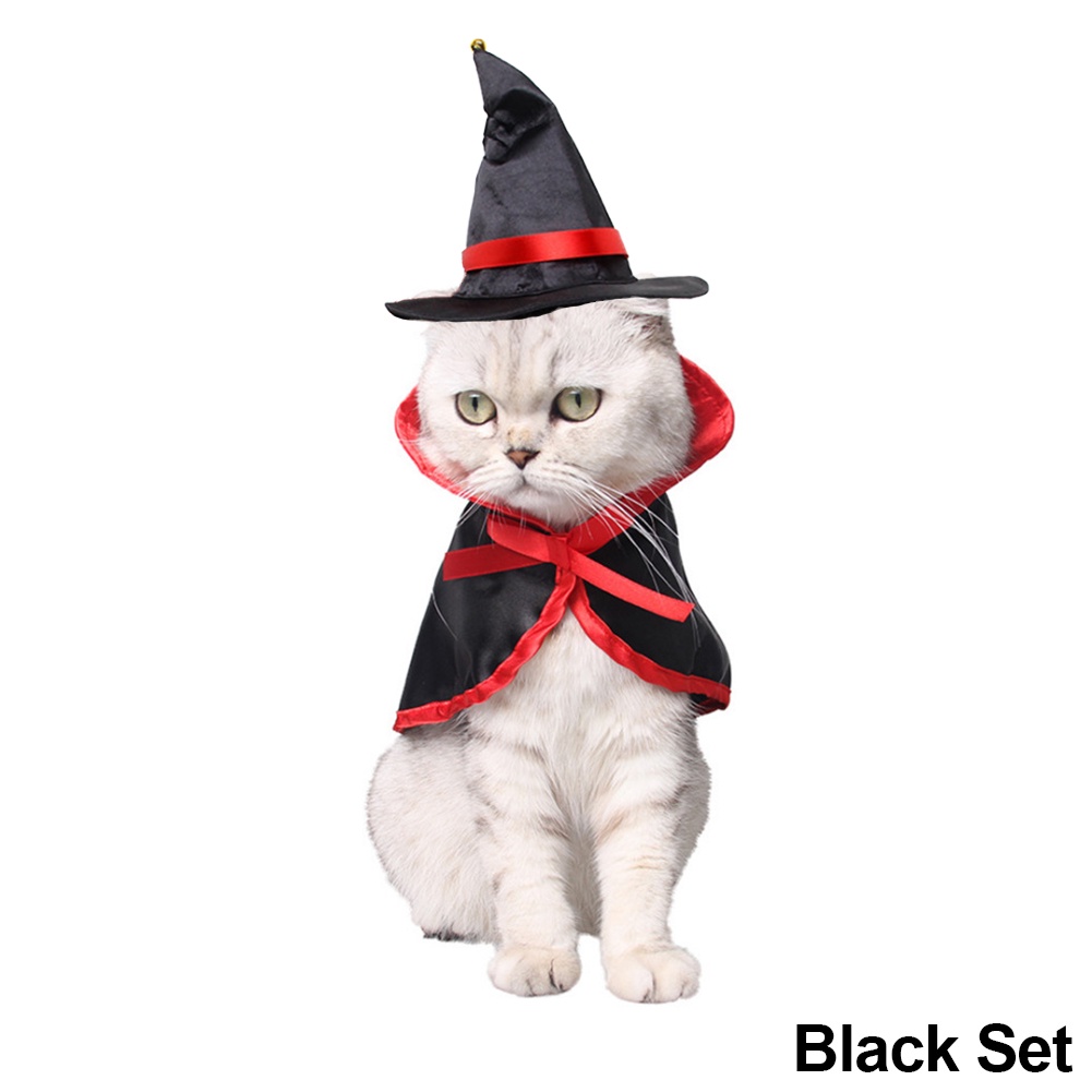 Set Kostum Jubah + Topi Kucing / Anjing Peliharaan Untuk Halloween / Cosplay