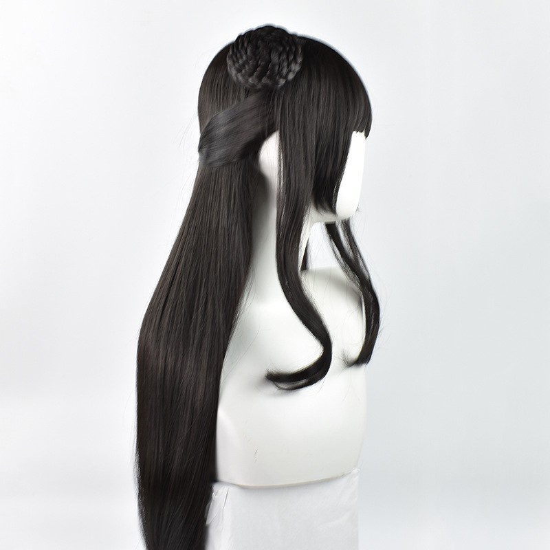 LOL-69 rambut palsu daily china bun wig lolita hitam cosplay