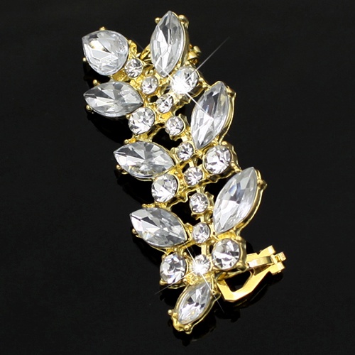 Hu Hu Hu Hu Hu Alat Bantu Pasang Kacamata♡ Anting Klip Bentuk Daun Aksen Kristal Berlian Imitasi Gaya Punk Untuk Wanita Charms