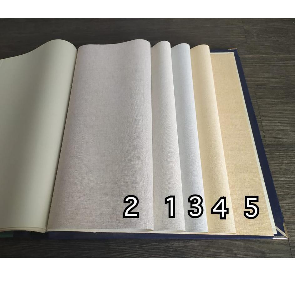 ✷ Wallpaper Dinding Vinyl Polos Tekstur Abu Biru Cream Coklat Timbul 10 Meter ۩