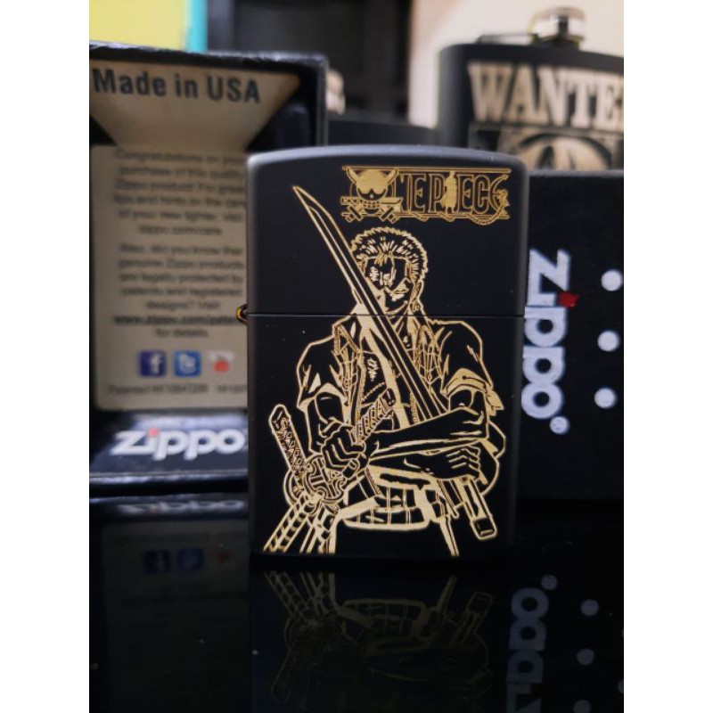 korek zippo black matte custom roronoa zoro manga anime bebas pilih gambar bisa tambah nama