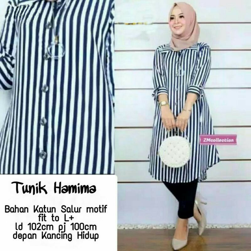 SP2205 Kemeja Panjang Mima Salur 2WARNA / GC / Baju Atasan Wanita / Kemeja Lengan Panjang / Baju Kan