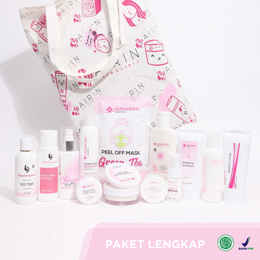 

Airnderm Aesthetic Paket Lengkap (Face & Body Brightening) Free Totebag